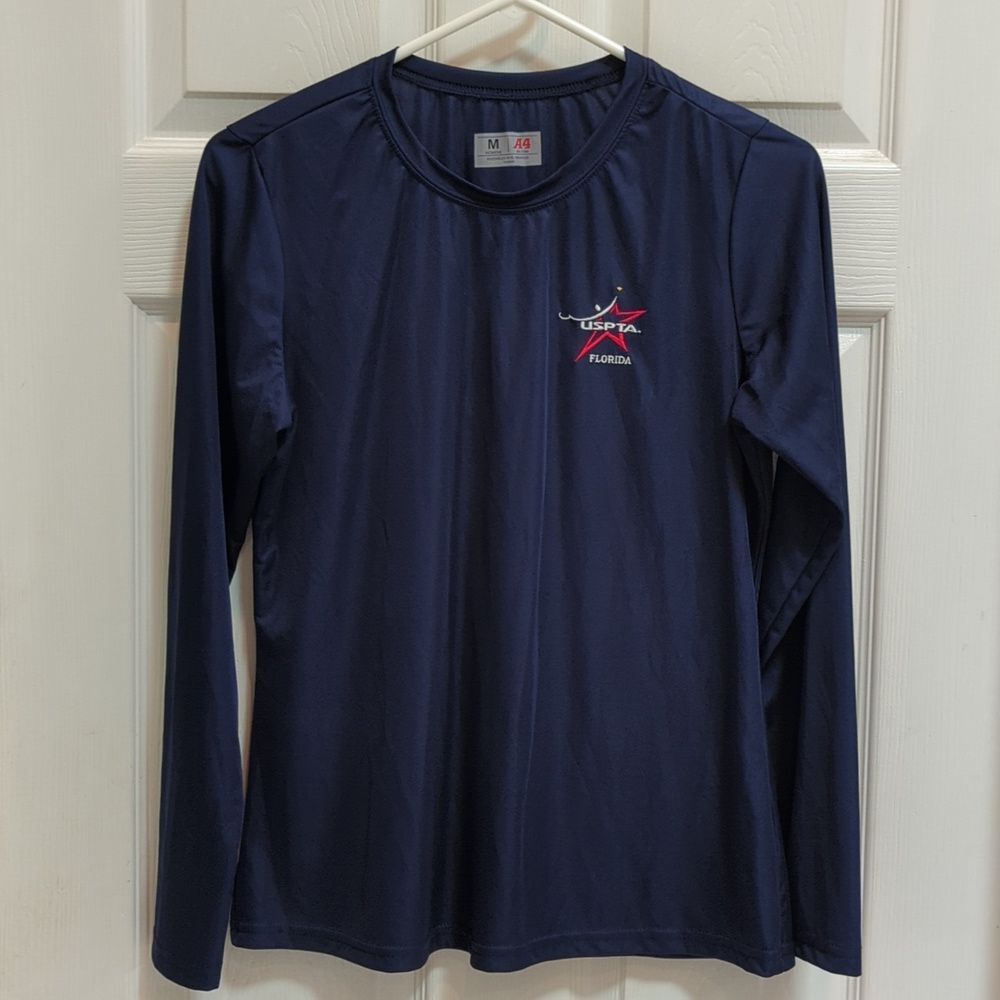 A4 Women's Navy Long Sleeve Performance Shirt Size Medium USPTA